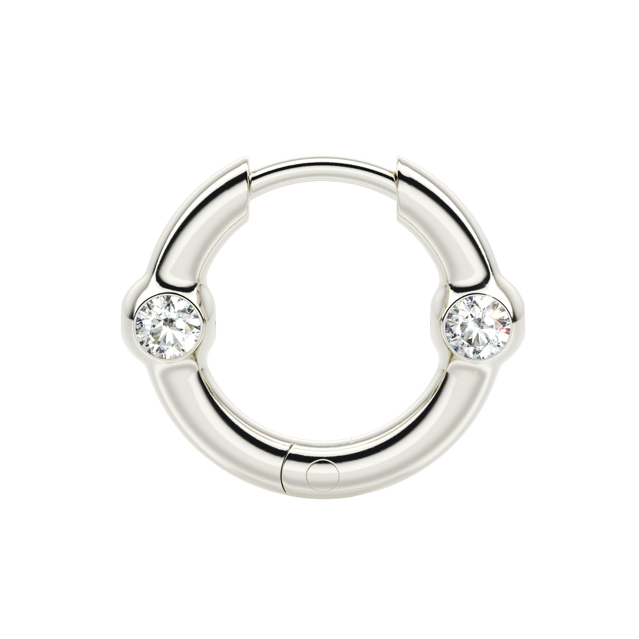 A detail of Hoop with Gems in White Gold